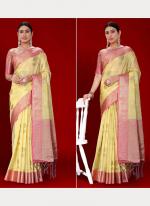 Banarasi Silk Yellow Festival Wear Weaving Saree